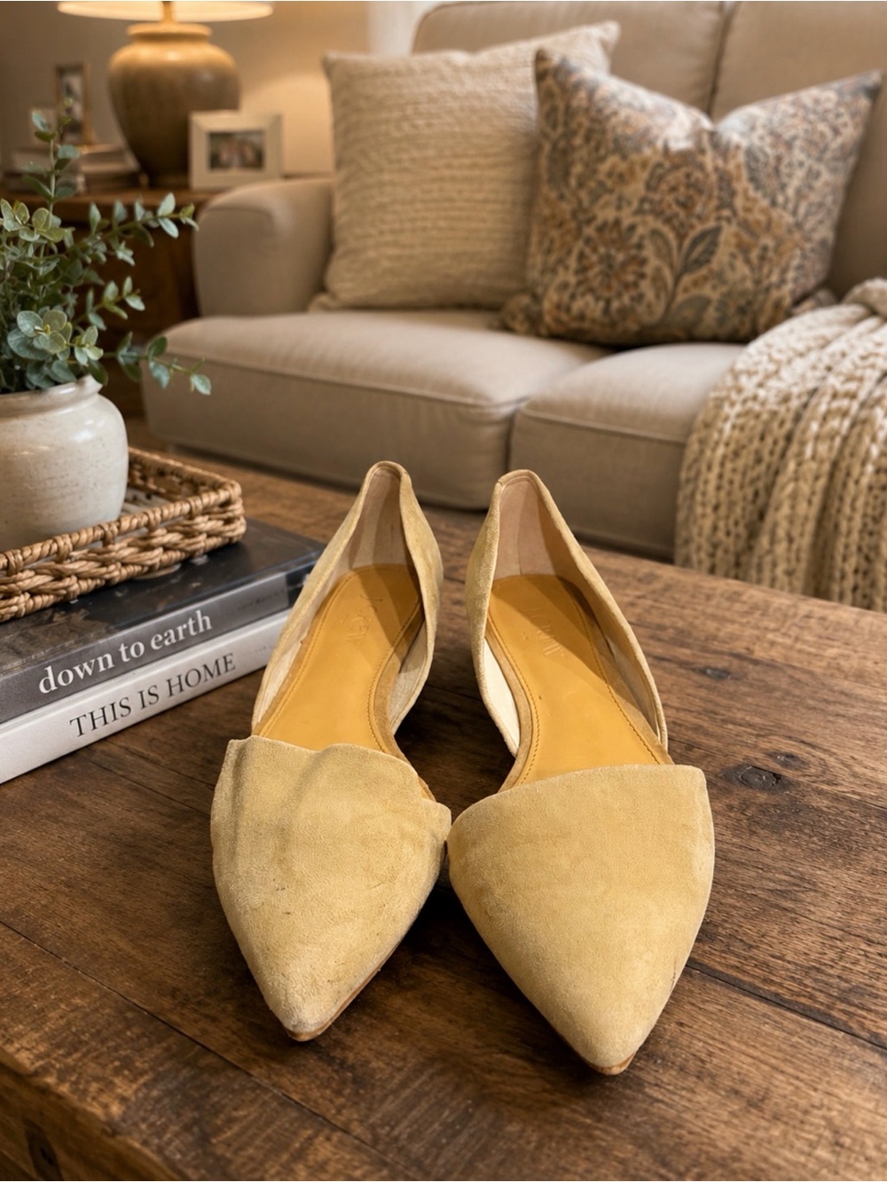 J. Crew Suede D'Orsay Pointed tan Flats size 7.5
